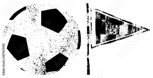 Vintage Football Ball and Corner Flag Graphic Design