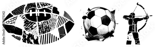 Halftone Sports Football, Soccer Ball, in Bold Graphic Style