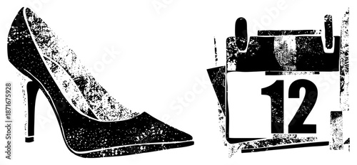 High Heel Shoe and Calendar Page Symbolizing Fashion