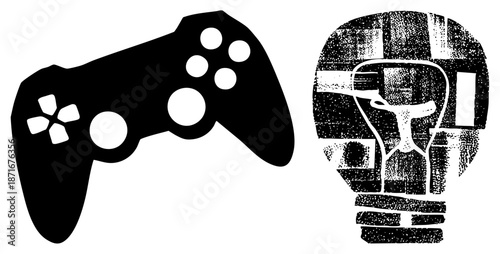 Game Controller and Lightbulb Representing Gaming and Innovation