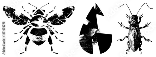 Stylized Insect Silhouettes with Fragmented and Textured Design