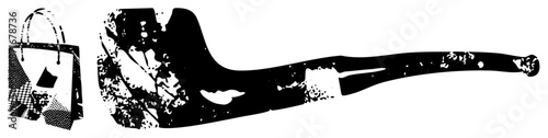 Vintage Pipe and Shopping Bag Silhouettes in Grunge Style
