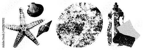 Sea Star,, and Textured Circular with Spray Bottle Cutout