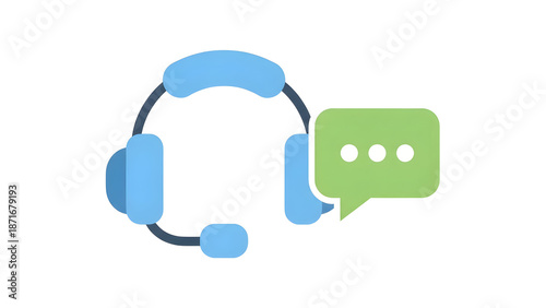 Customer Support Headset with Speech Bubble.