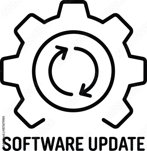 Software update icon with gear and arrows