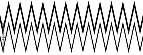 Black wavy zigzag line pattern isolated on white background. Abstract curve stroke element for design, border, and decorative projects. Minimal wave contour graphic illustration.
