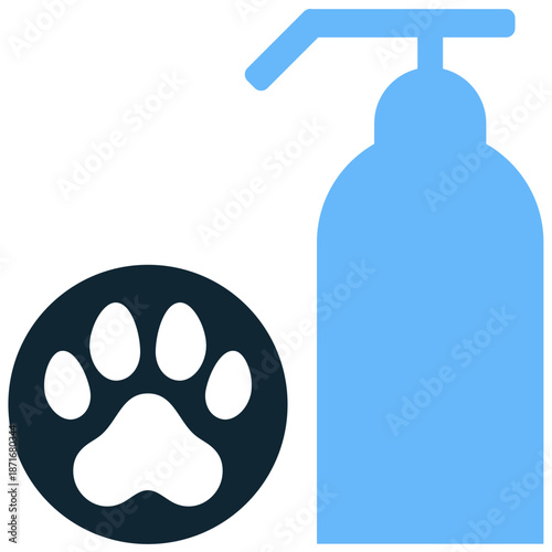 Pet shampoo icon vector for grooming products. Ideal for dog wash stations, cleaning supplies, hygiene, and bath time bubbles.