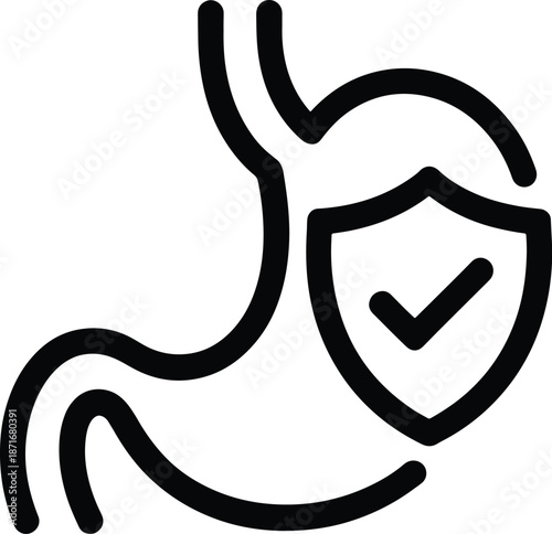 Stomach health protection icon with checkmark