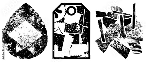 Abstract Geometric Shapes with Textured Halftone