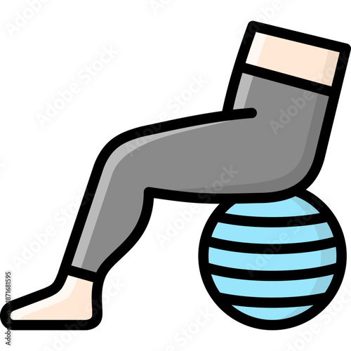 fitness ball icon illustration design with filled outline