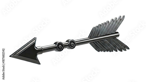 Black Arrow with Feather Fletching and Ornate Ring Details