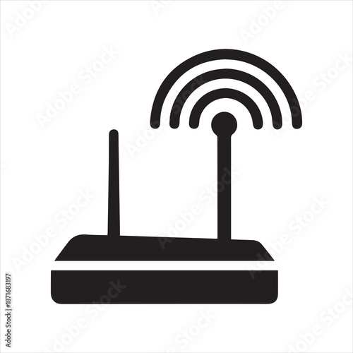 Wi Fi Router Silhouette Icon Vector Illustration