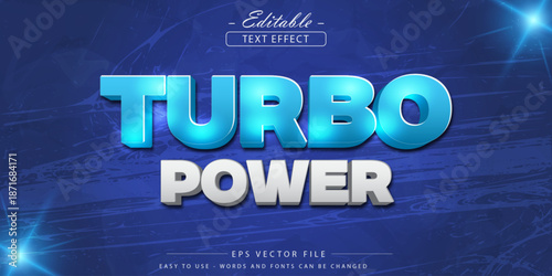Neon turbo power text, editable text effect.