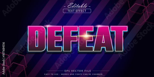 Defeat glowing text, editable text effect.