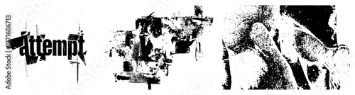 Fragmented Text "Attempt" in Distorted Typographic Style