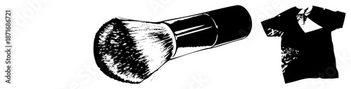 Makeup Brush and T Shirt with Graphic Design