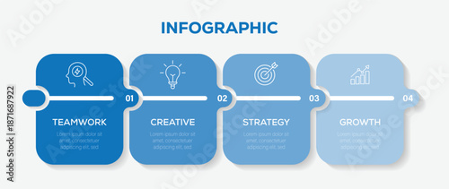 Concept of business infographic model with 6 successive steps. Template design for brochure, presentation.