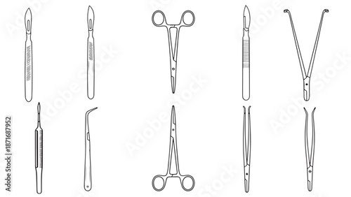 Professional stainless steel surgical instrument set featuring scalpels forceps and medical clamps for operating room procedures and clinical healthcare business supply chain management.