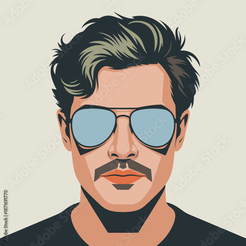 Cool Man: A man with sunglasses, exudes coolness. Emphasizing the style and charm.