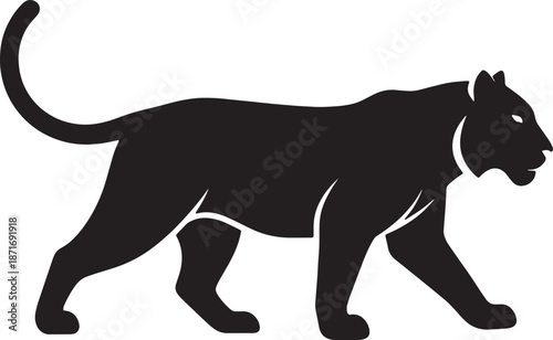 30 Black Solid Silhouettes: Walking Tiger