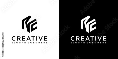 NC or CN initial letter logo design vector.