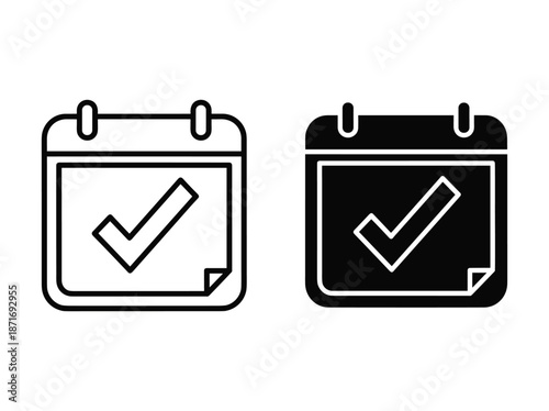 Calendar icon with checkmark in different themes