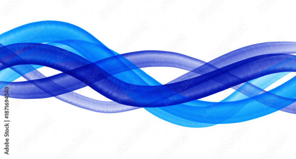 Fototapeta premium Abstract blue flowing wave lines on a transparent background