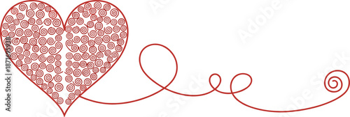 Red heart spiral line art vector illustration symbolizing love romance connection minimalist design for valentine wedding branding decorative graphics