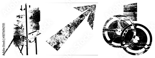 Vintage Film Reel and Projector with Grainy Halftone Texture