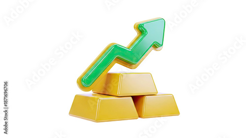 Gold Bars with Upward Trend Arrow