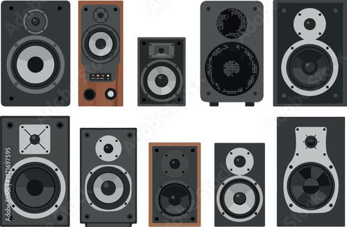 Audio Speakers Collection High-Fidelity Sound System Vectors