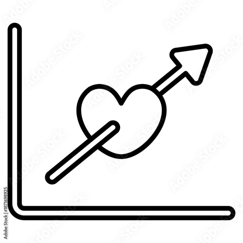 Heart Graph icon with outline style and pixel perfect base. Suitable for website design, logo, app and UI. Based on the size of the icon in general, so it can be reduced.