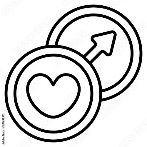 Love Coin icon with outline style and pixel perfect base. Suitable for website design, logo, app and UI. Based on the size of the icon in general, so it can be reduced.