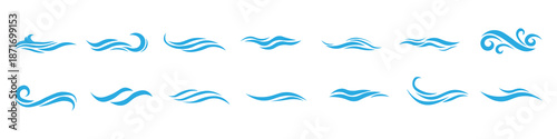 Blue wave icon collection. Wave illustration collection. Ocean symbols.