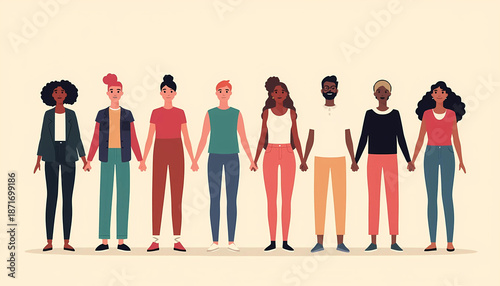 Diverse group of people standing together in unity and solidarity