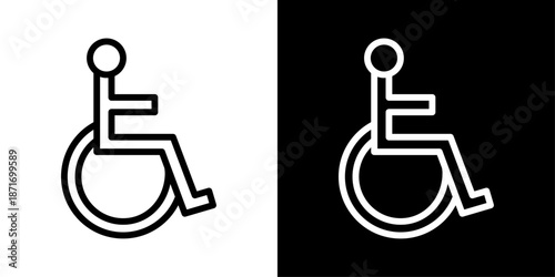 Wheelchair icon representing disability support, mobility assistance, healthcare accessibility, rehabilitation, and medical care services.