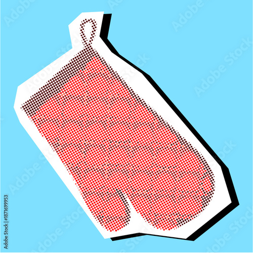 Oven mitts halftone Dotted Collage Element Pointillize in Paper Torn vector for baking art. Ideal for kitchen safety, cooking gloves, and retro pop designs.