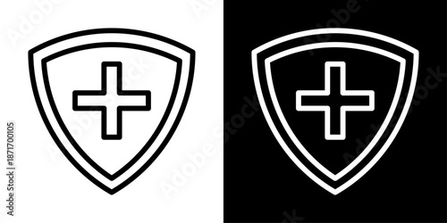 Medical shield icon representing healthcare protection, medical security, patient safety, insurance, and health data protection.