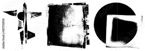 Abstract Geometric Shapes in Halftone Dot Design