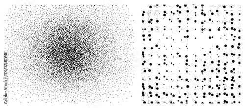 Halftone Dot Gradient and Randomized Dot Texture Vector Graphic