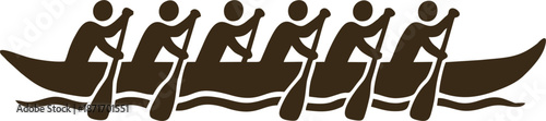 Rowing Team Boat Silhouette Vector

