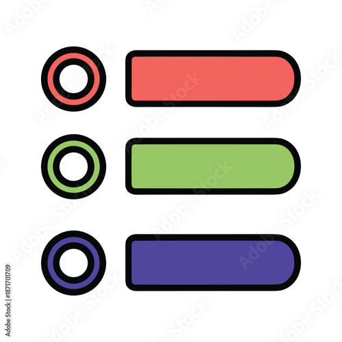 Colorful radio buttons and bars