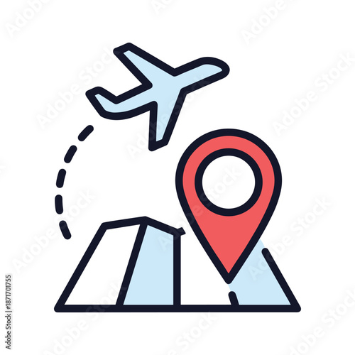 Travel destination marked on map