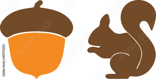 Acorn And Squirrel Autumn Vector
