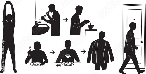 Morning Routine Silhouette of a Person Getting Ready