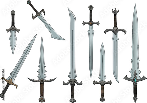 Collection of Fantasy Swords Illustration