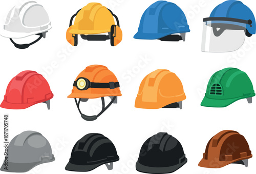 Variety of Safety Helmets Construction and Industrial Head Protection