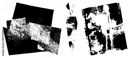 Abstract Geometric Shapes with Halftone Texture and Grunge Effects