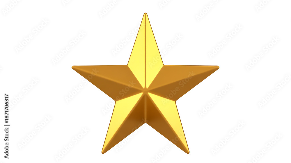 Obraz premium A 3D rendering of a golden star against a pure white background.