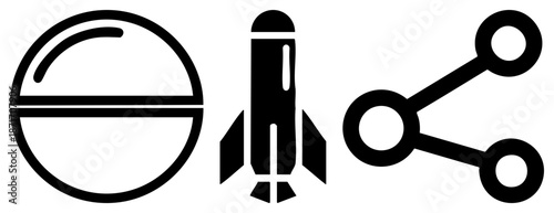 Three Minimalist Representing Earth,, and Share Functionality